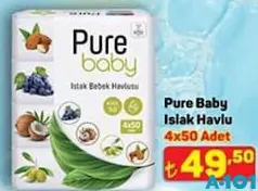 PURE BABY ISLAK HAVLU 4X50 ADET fiyat ve kampanya bilgisi